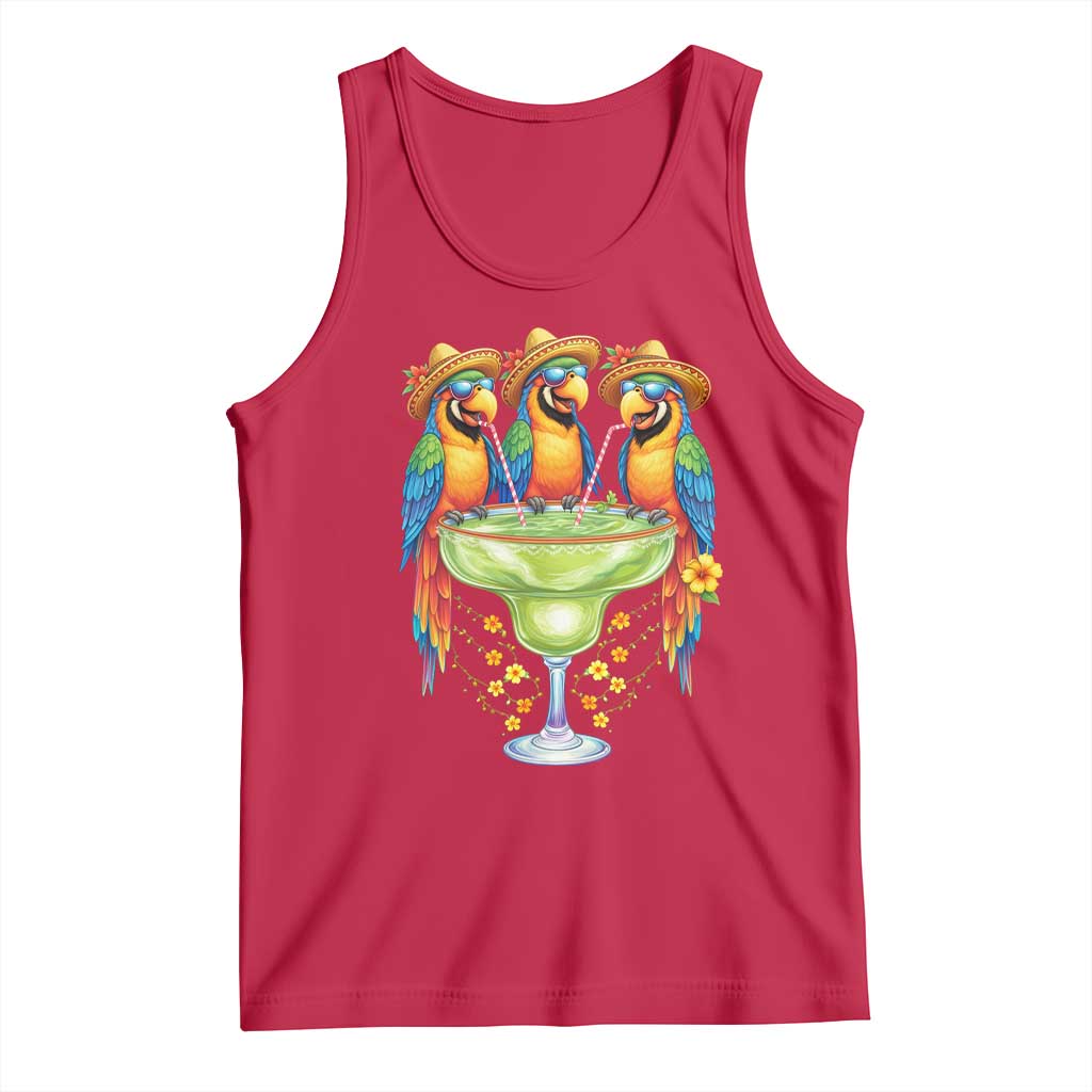 Cinco De Mayo Summer Party Tank Top Funny Parrots Drinking Margaritas