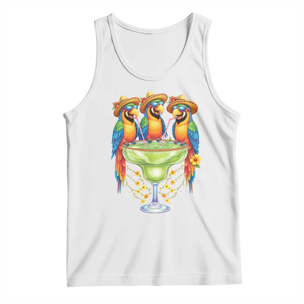 Cinco De Mayo Summer Party Tank Top Funny Parrots Drinking Margaritas