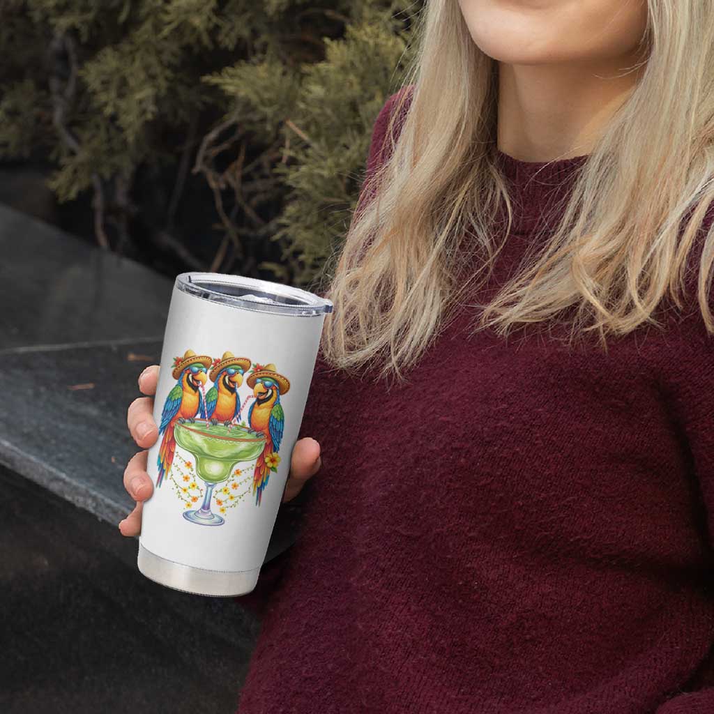 Cinco De Mayo Summer Party Tumbler Cup Funny Parrots Drinking Margaritas
