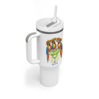 Cinco De Mayo Summer Party Tumbler With Handle Funny Parrots Drinking Margaritas