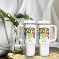 Cinco De Mayo Summer Party Tumbler With Handle Funny Parrots Drinking Margaritas