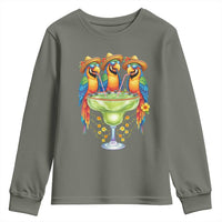 Cinco De Mayo Summer Party Youth Sweatshirt Funny Parrots Drinking Margaritas