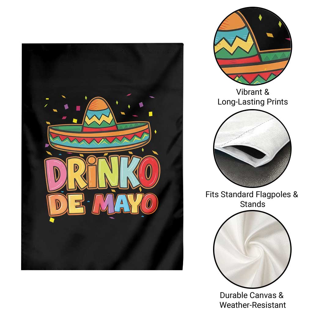 Funny Cinco De Mayo Day Drinking Fiesta Party Garden Flag Drinko De Mayo