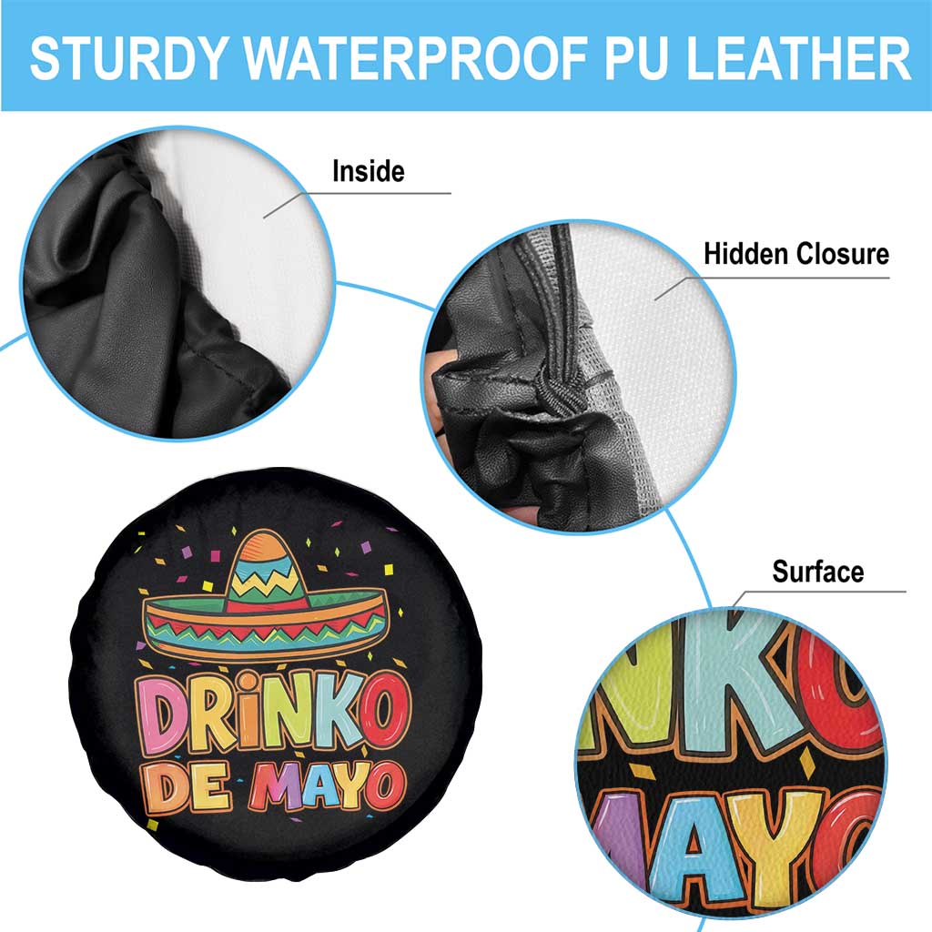 Funny Cinco De Mayo Day Drinking Fiesta Party Spare Tire Cover Drinko De Mayo