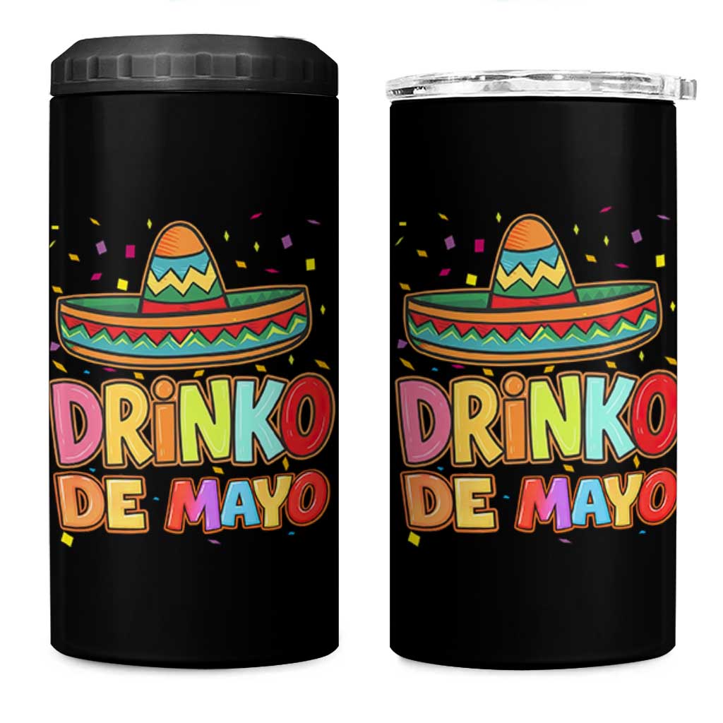 Funny Cinco De Mayo Day Drinking Fiesta Party 4 in 1 Can Cooler Tumbler Drinko De Mayo