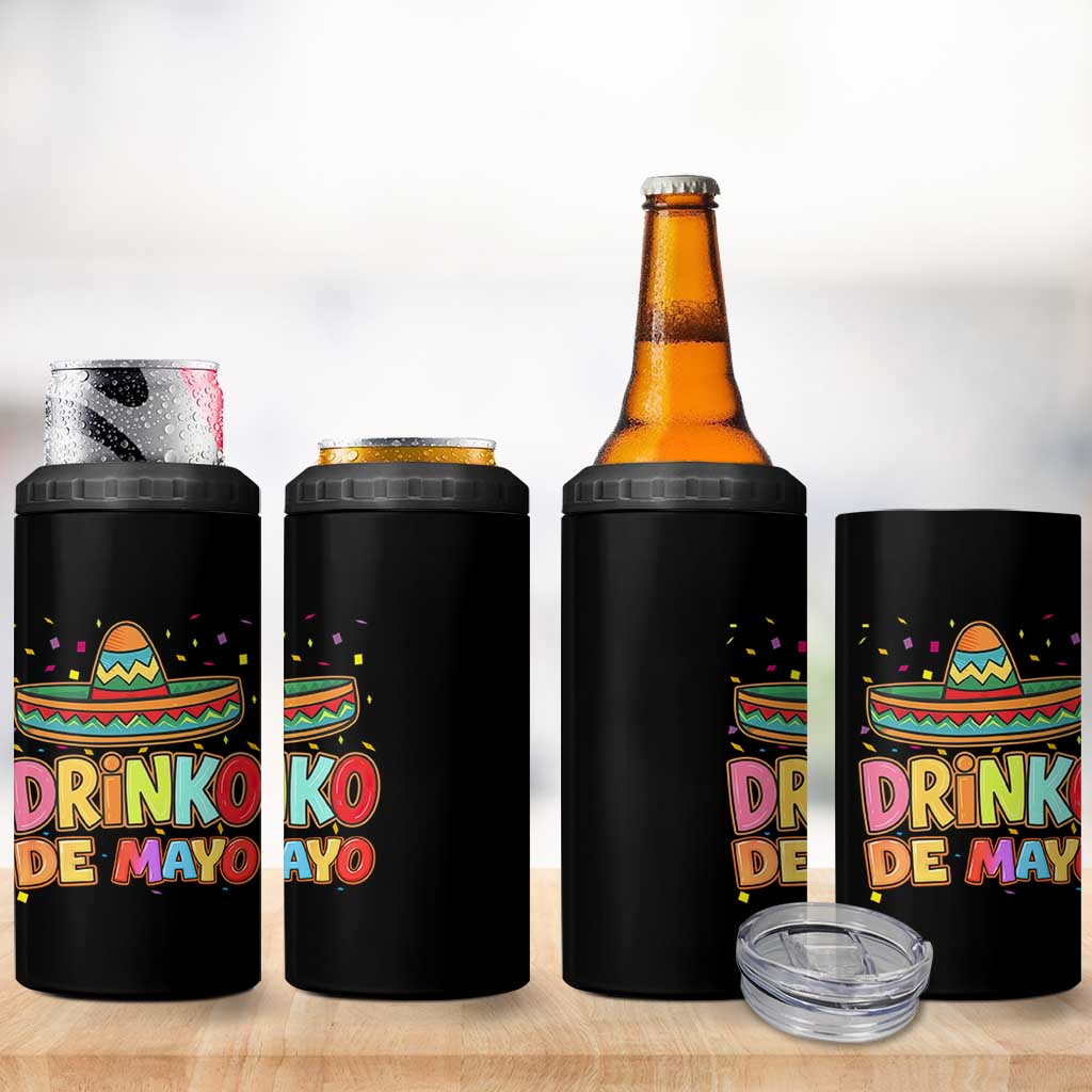 Funny Cinco De Mayo Day Drinking Fiesta Party 4 in 1 Can Cooler Tumbler Drinko De Mayo