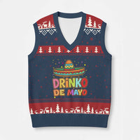 Funny Cinco De Mayo Day Drinking Fiesta Party V-Neck Knit Sweater Vest Drinko De Mayo