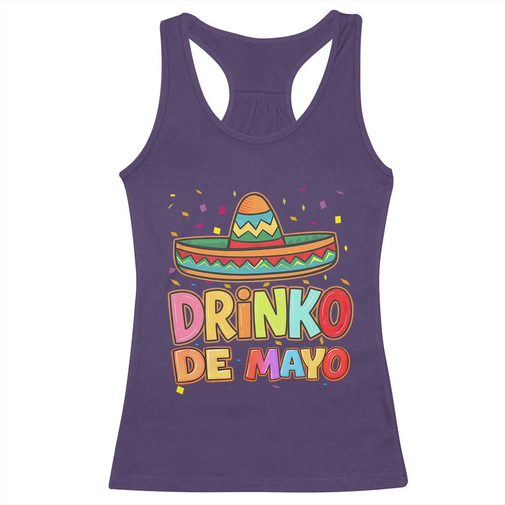 Funny Cinco De Mayo Day Drinking Fiesta Party Racerback Tank Top Drinko De Mayo