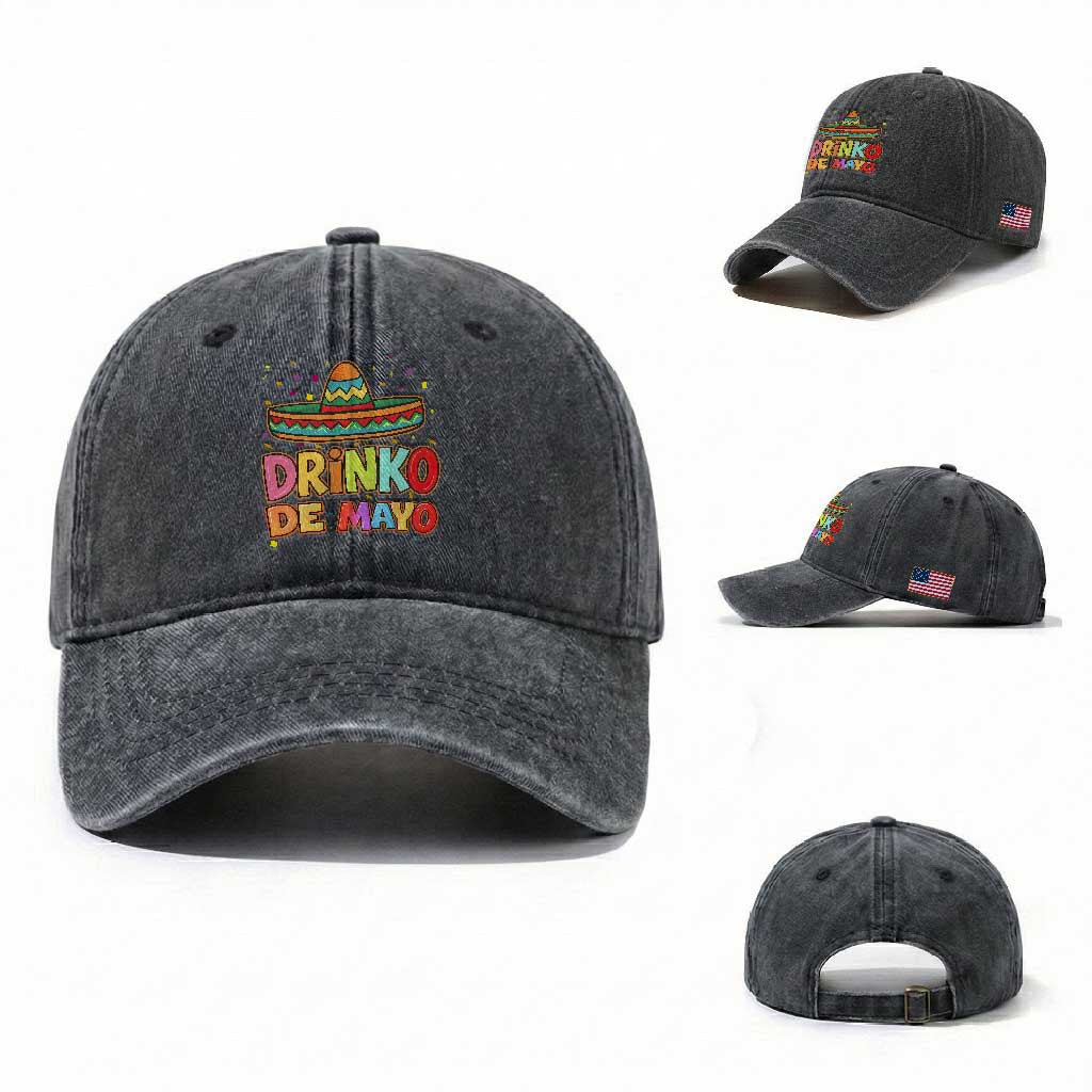 Funny Cinco De Mayo Day Drinking Fiesta Party Washed Cotton Baseball Cap Drinko De Mayo