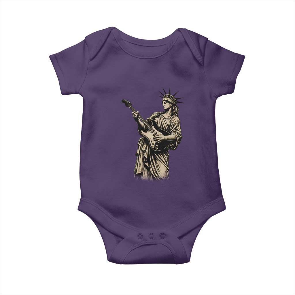4th Of July Rock N Roll Baby Onesie Funny Statue Of Liberty Playing Guitar