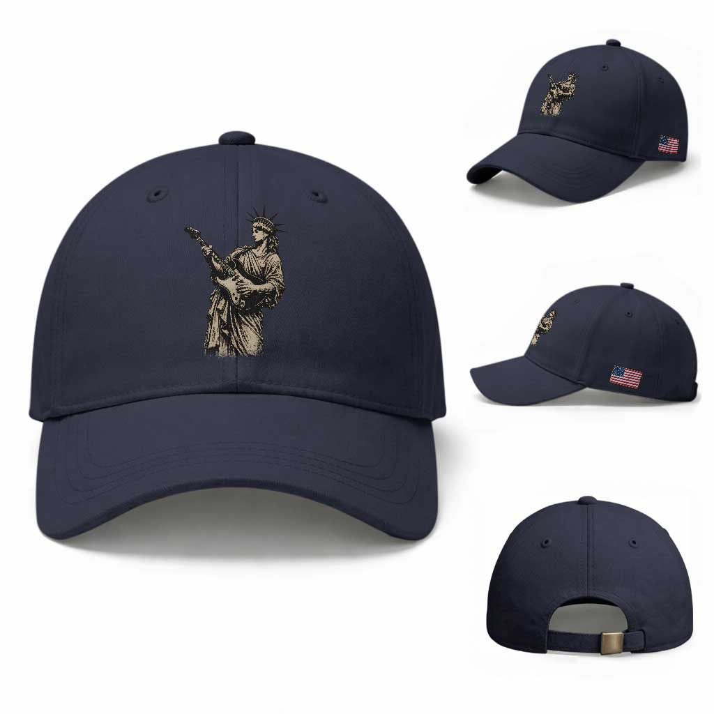 4th Of July Rock N Roll Baseball Cap Funny Statue Of Liberty Playing Guitar