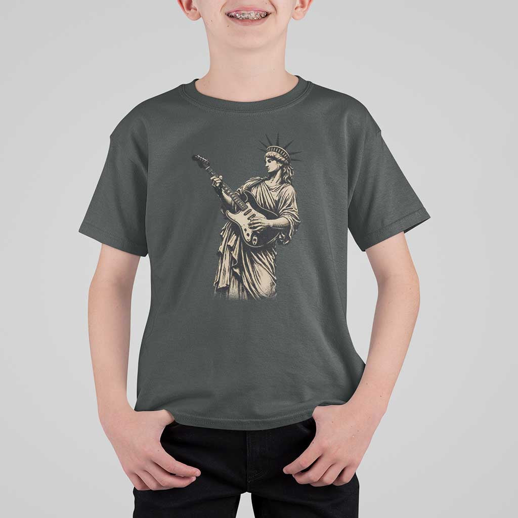 4th Of July Rock N Roll T Shirt For Kid Funny Statue Of Liberty Playing Guitar