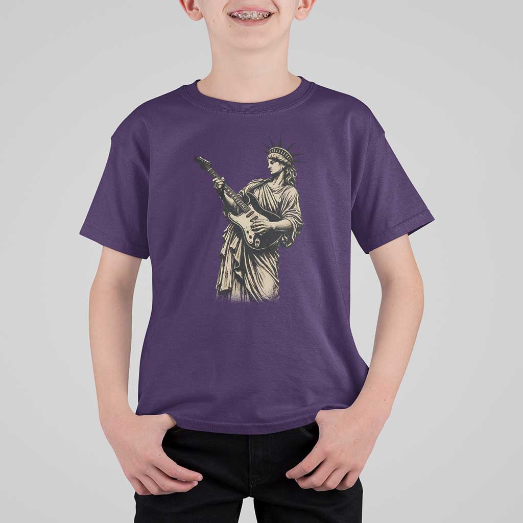 4th Of July Rock N Roll T Shirt For Kid Funny Statue Of Liberty Playing Guitar