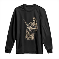 4th Of July Rock N Roll Long Sleeve Shirt Funny Statue Of Liberty Playing Guitar
