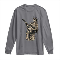 4th Of July Rock N Roll Long Sleeve Shirt Funny Statue Of Liberty Playing Guitar