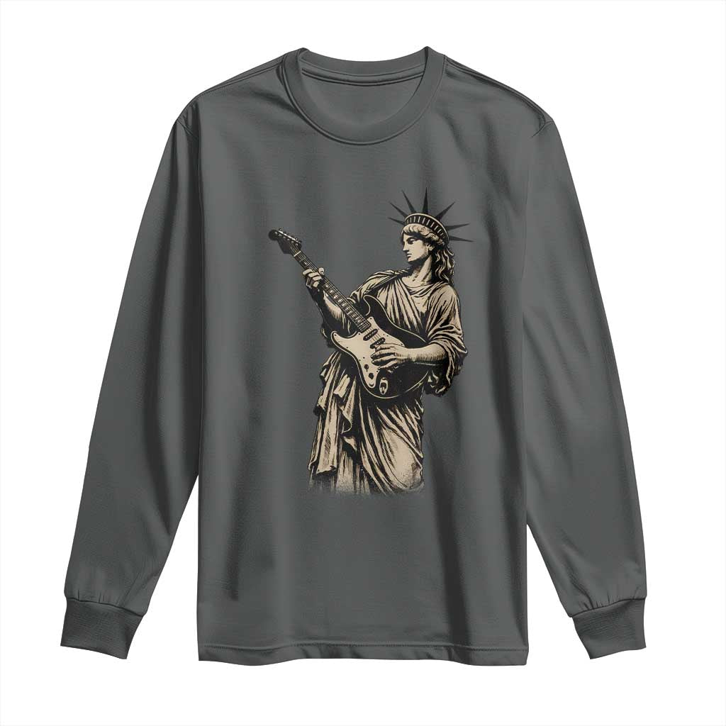 4th Of July Rock N Roll Long Sleeve Shirt Funny Statue Of Liberty Playing Guitar