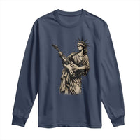 4th Of July Rock N Roll Long Sleeve Shirt Funny Statue Of Liberty Playing Guitar