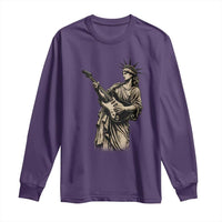 4th Of July Rock N Roll Long Sleeve Shirt Funny Statue Of Liberty Playing Guitar