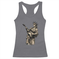 4th Of July Rock N Roll Racerback Tank Top Funny Statue Of Liberty Playing Guitar