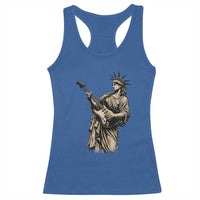 4th Of July Rock N Roll Racerback Tank Top Funny Statue Of Liberty Playing Guitar