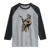 4th Of July Rock N Roll Raglan Shirt Funny Statue Of Liberty Playing Guitar