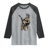 4th Of July Rock N Roll Raglan Shirt Funny Statue Of Liberty Playing Guitar