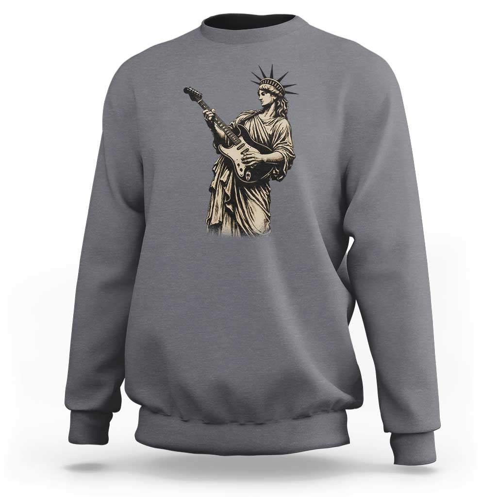 4th Of July Rock N Roll Sweatshirt Funny Statue Of Liberty Playing Guitar