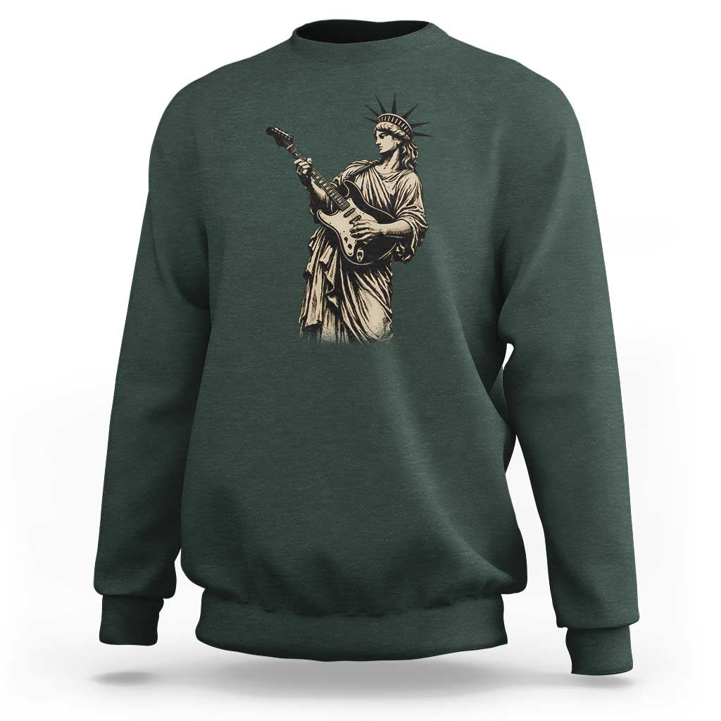 4th Of July Rock N Roll Sweatshirt Funny Statue Of Liberty Playing Guitar