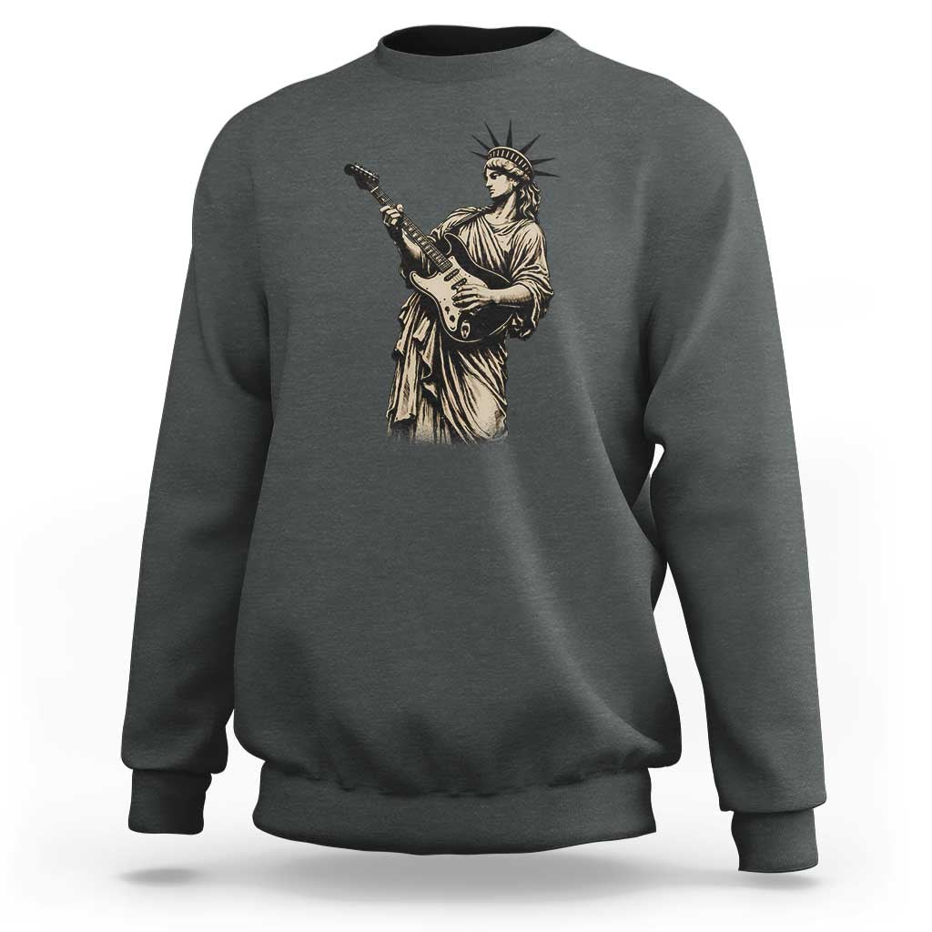 4th Of July Rock N Roll Sweatshirt Funny Statue Of Liberty Playing Guitar