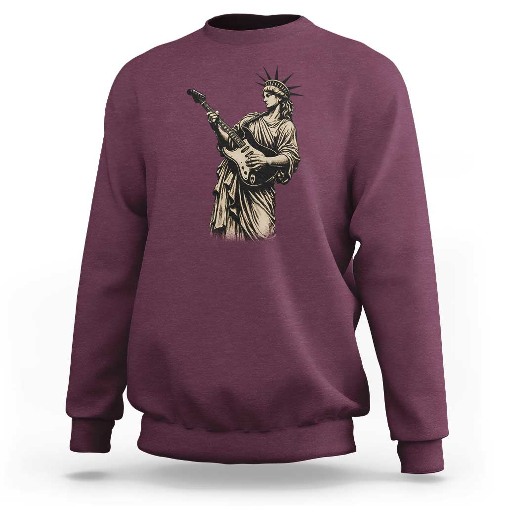 4th Of July Rock N Roll Sweatshirt Funny Statue Of Liberty Playing Guitar