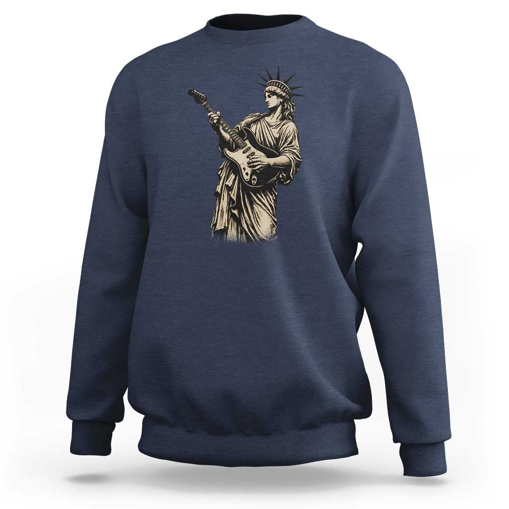 4th Of July Rock N Roll Sweatshirt Funny Statue Of Liberty Playing Guitar
