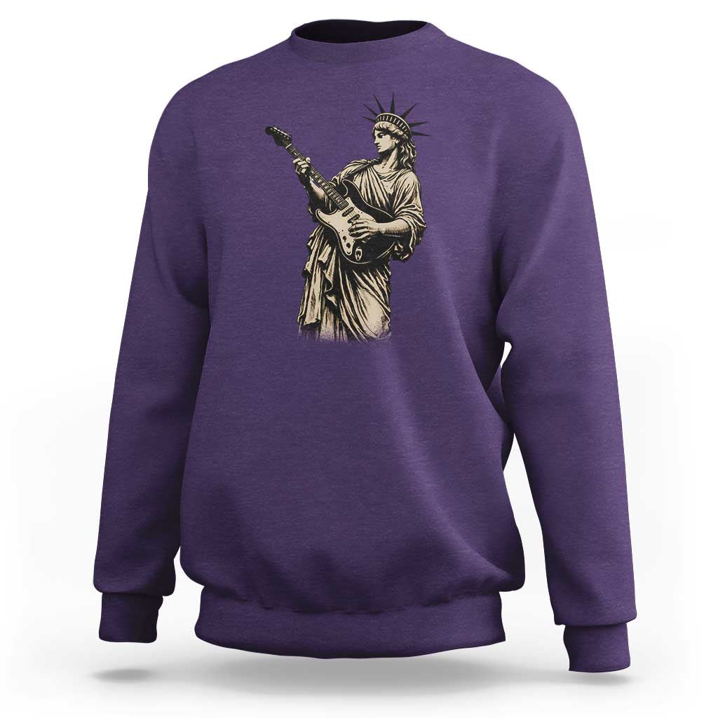 4th Of July Rock N Roll Sweatshirt Funny Statue Of Liberty Playing Guitar