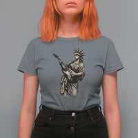 4th Of July Rock N Roll T Shirt For Women Funny Statue Of Liberty Playing Guitar