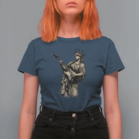 4th Of July Rock N Roll T Shirt For Women Funny Statue Of Liberty Playing Guitar
