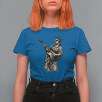 4th Of July Rock N Roll T Shirt For Women Funny Statue Of Liberty Playing Guitar
