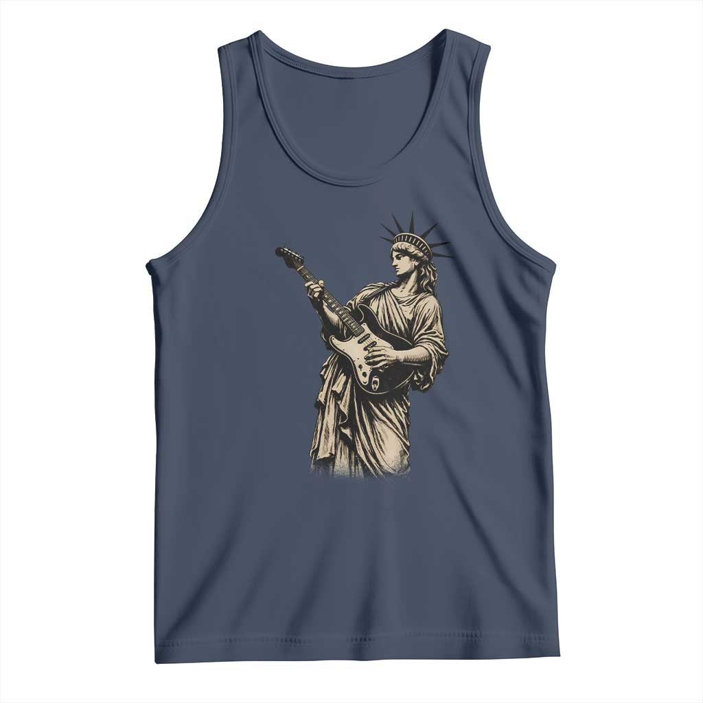 4th Of July Rock N Roll Tank Top Funny Statue Of Liberty Playing Guitar