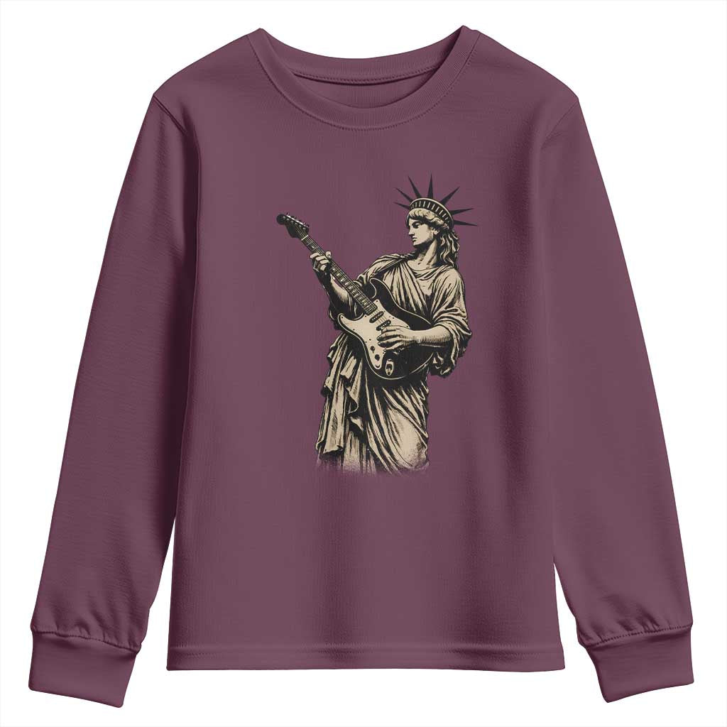 4th Of July Rock N Roll Youth Sweatshirt Funny Statue Of Liberty Playing Guitar