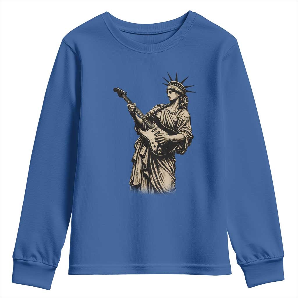 4th Of July Rock N Roll Youth Sweatshirt Funny Statue Of Liberty Playing Guitar