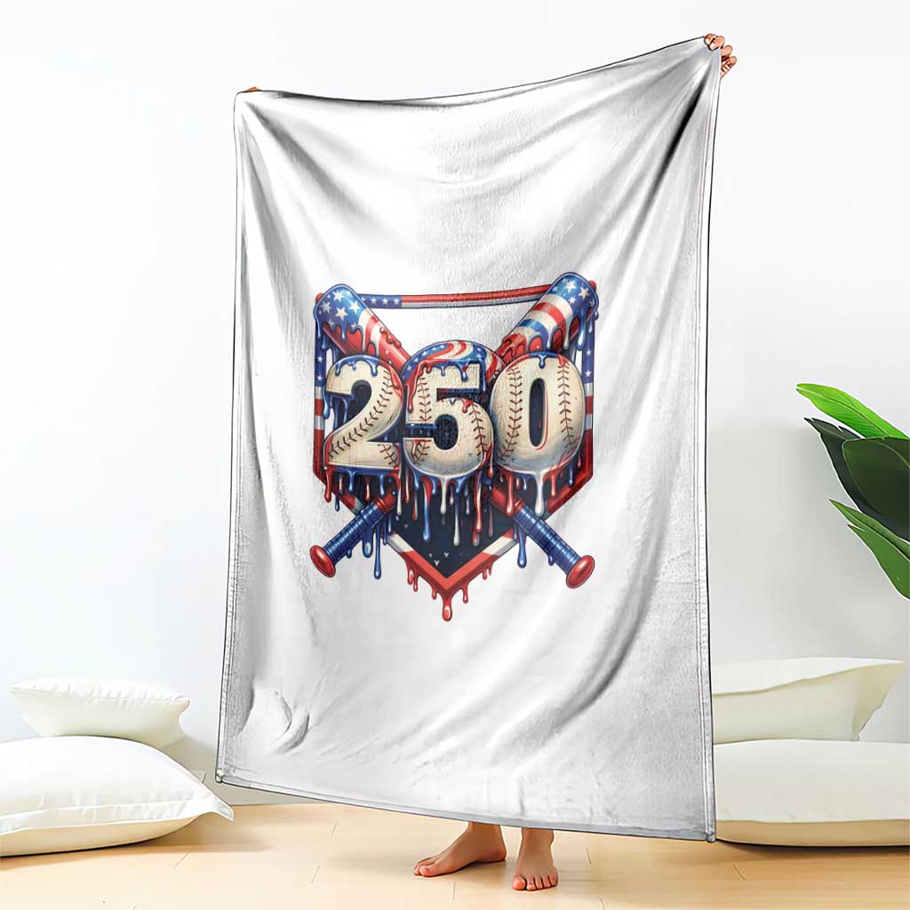 Patriotic Baseball Drip Throw Blanket USA 250th Anniversary Gift
