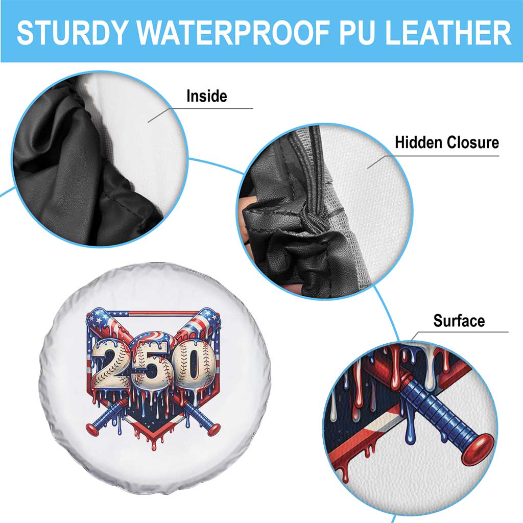 Patriotic Baseball Drip Spare Tire Cover USA 250th Anniversary Gift