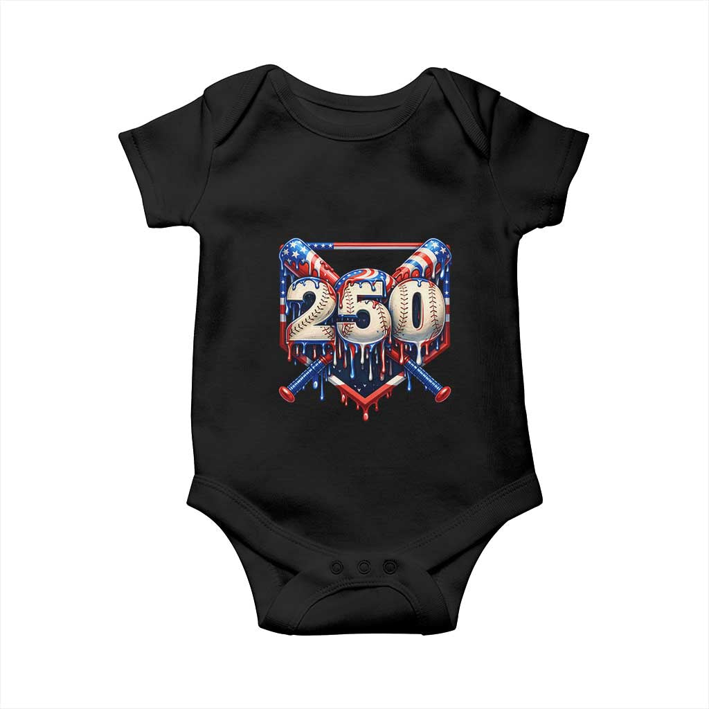 Patriotic Baseball Drip Baby Onesie USA 250th Anniversary Gift