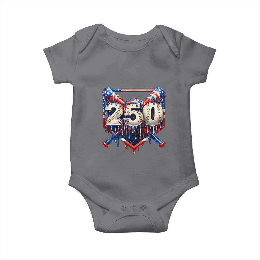 Patriotic Baseball Drip Baby Onesie USA 250th Anniversary Gift