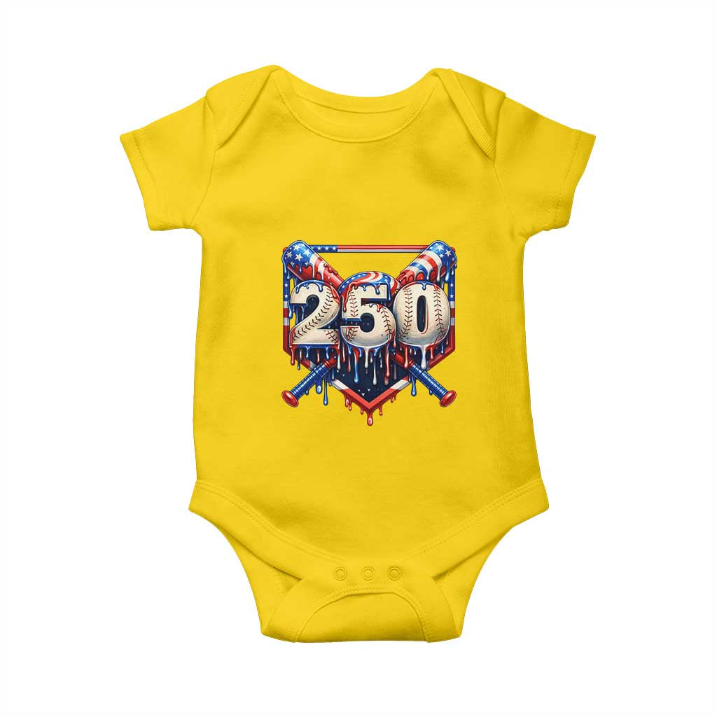 Patriotic Baseball Drip Baby Onesie USA 250th Anniversary Gift