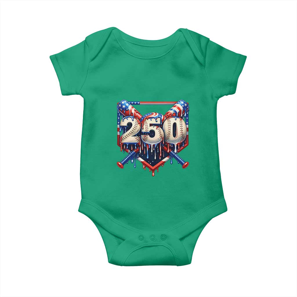 Patriotic Baseball Drip Baby Onesie USA 250th Anniversary Gift