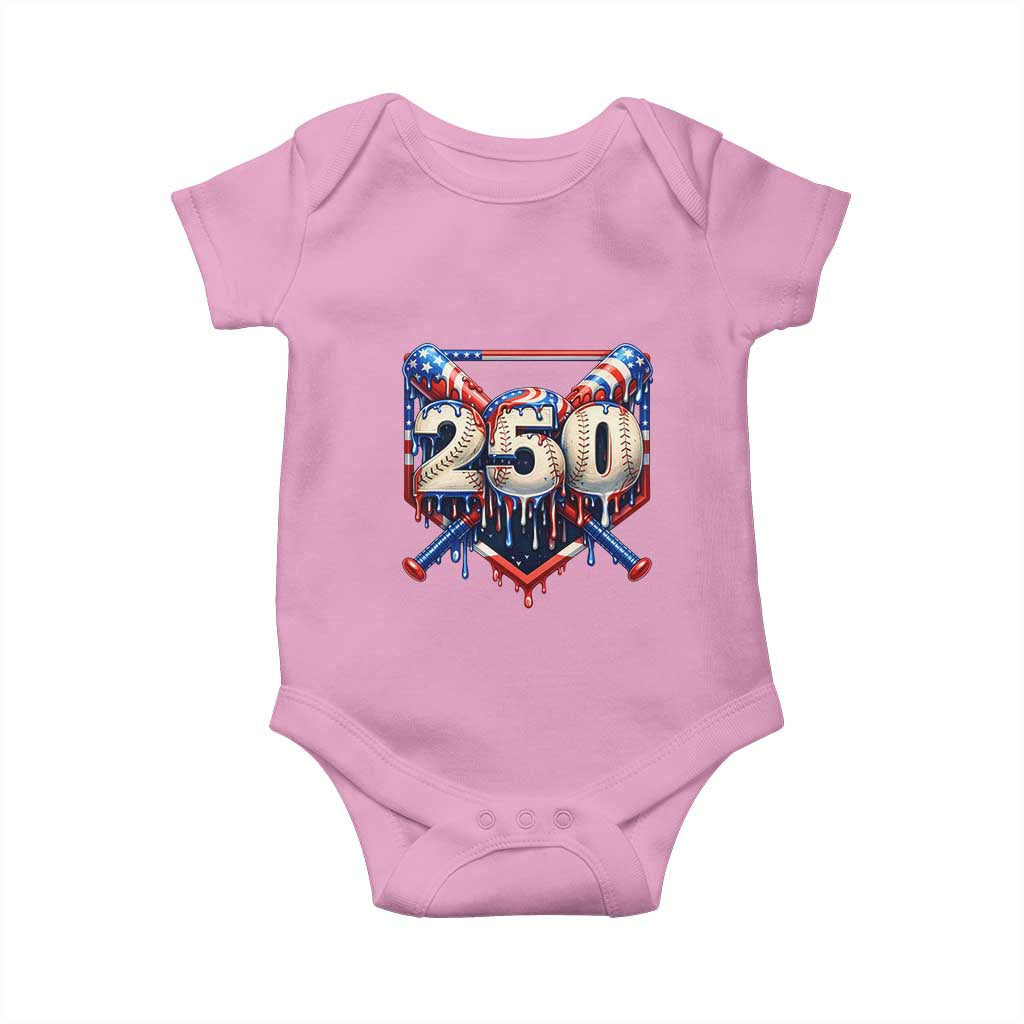 Patriotic Baseball Drip Baby Onesie USA 250th Anniversary Gift