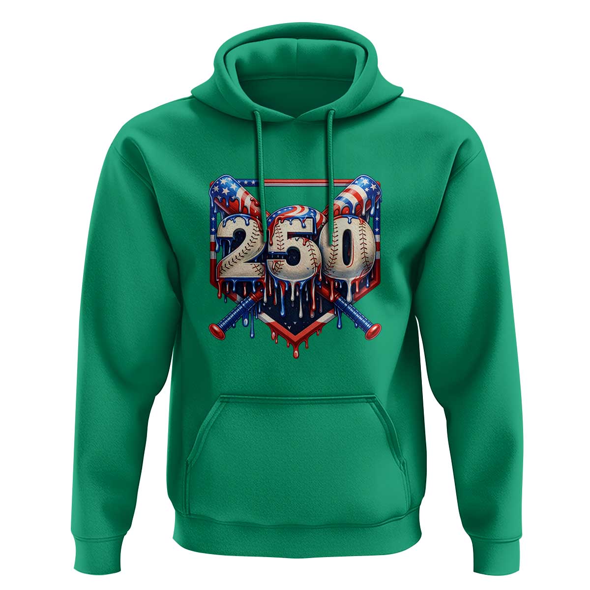 Patriotic Baseball Drip Hoodie USA 250th Anniversary Gift
