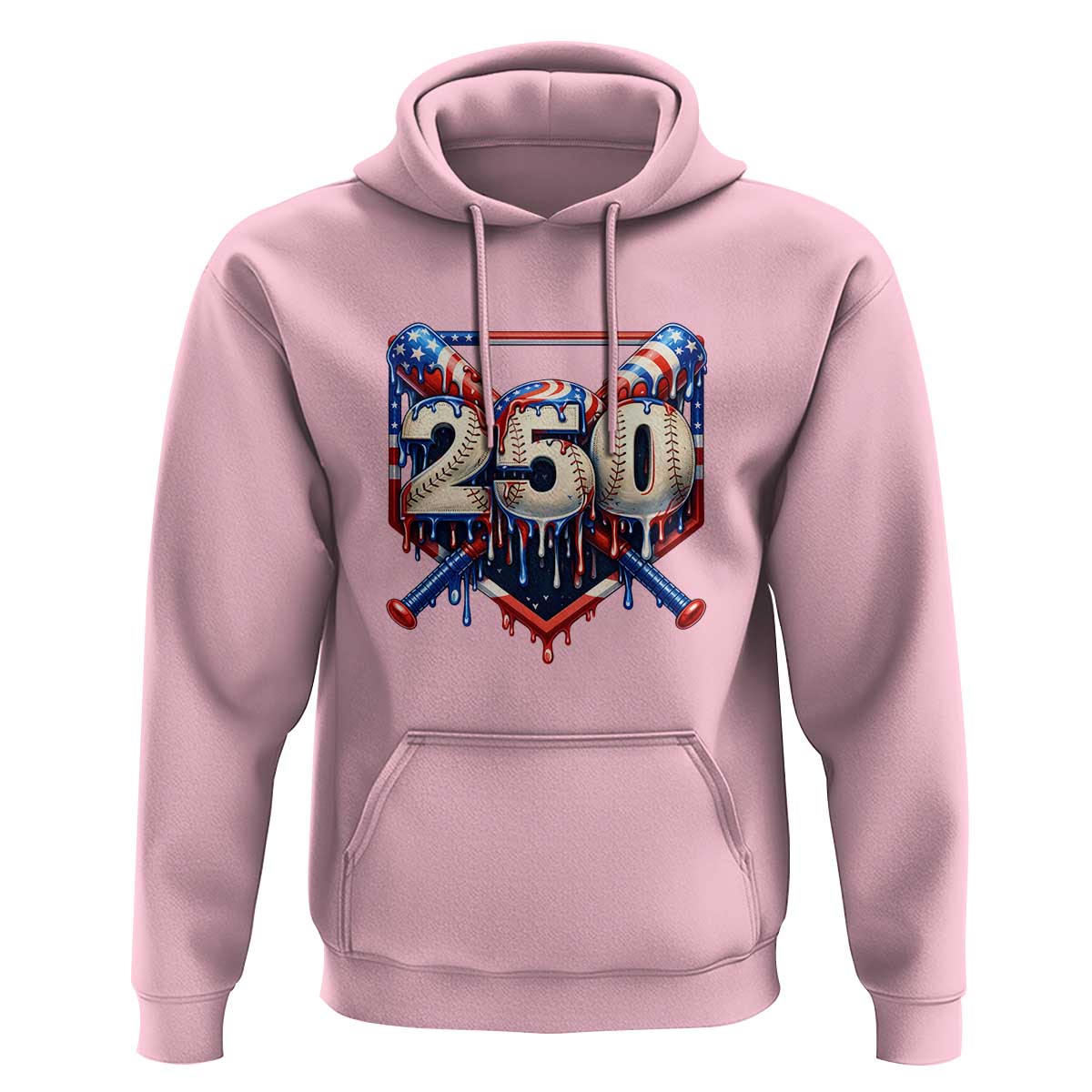 Patriotic Baseball Drip Hoodie USA 250th Anniversary Gift