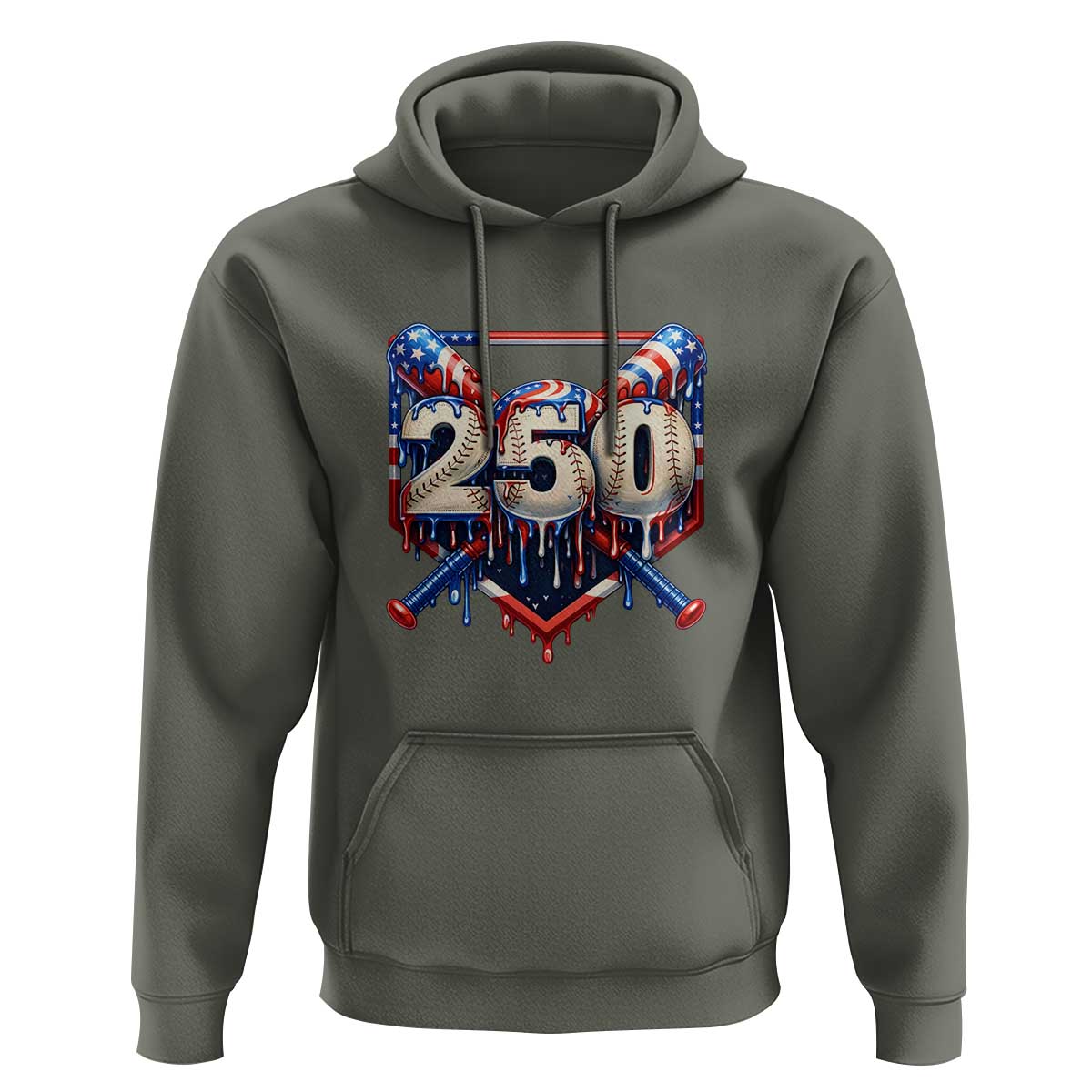 Patriotic Baseball Drip Hoodie USA 250th Anniversary Gift