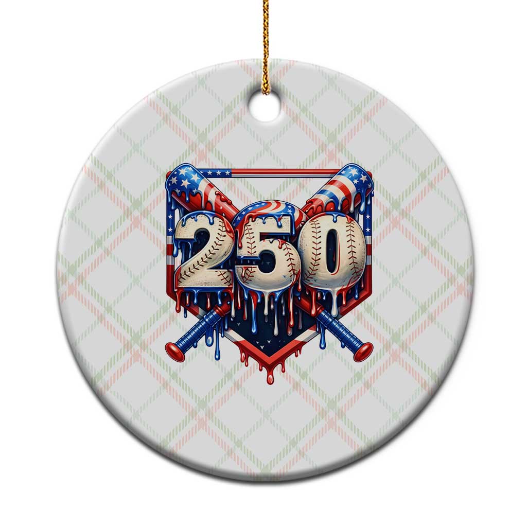 Patriotic Baseball Drip Ceramic Ornament USA 250th Anniversary Gift