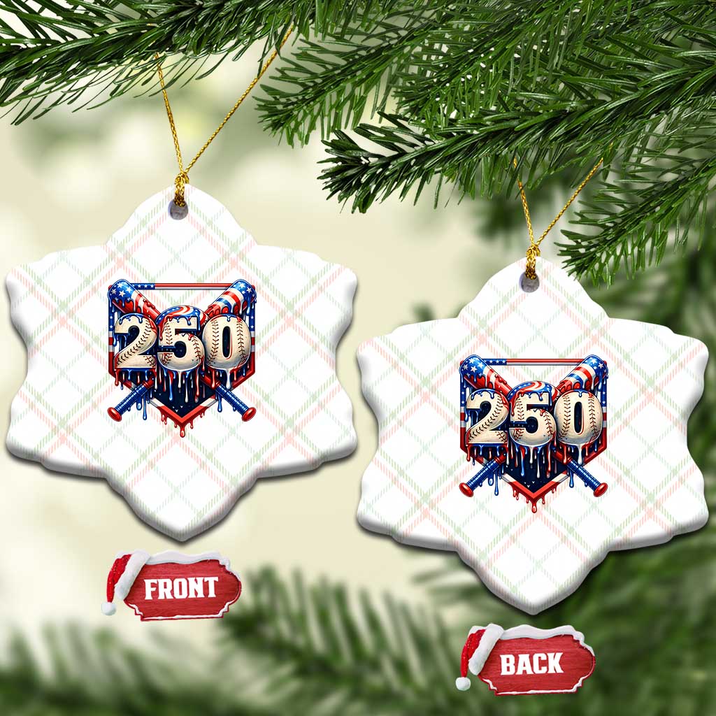Patriotic Baseball Drip Ceramic Ornament USA 250th Anniversary Gift